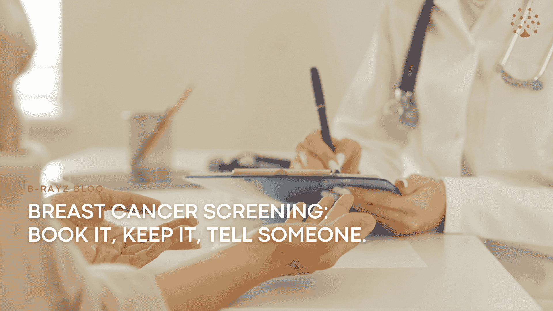 Woman speaking with doctor in screening